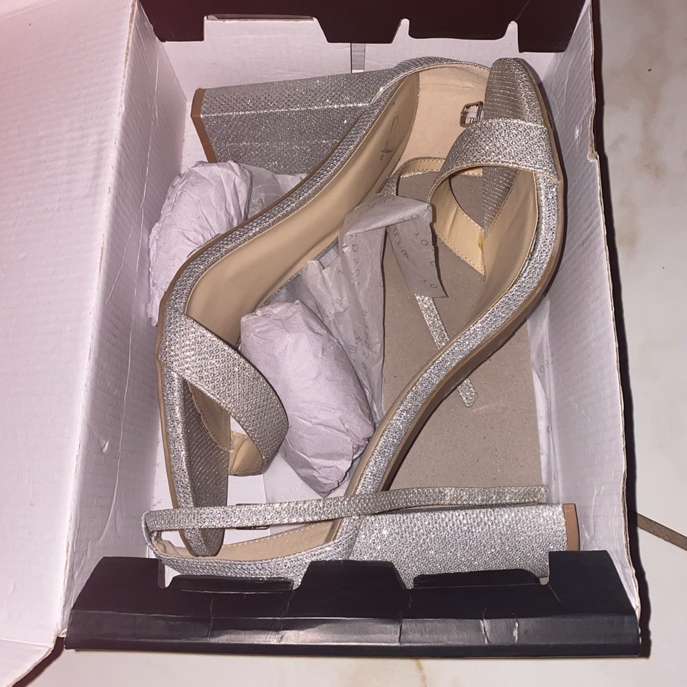 Silver sparkly heels